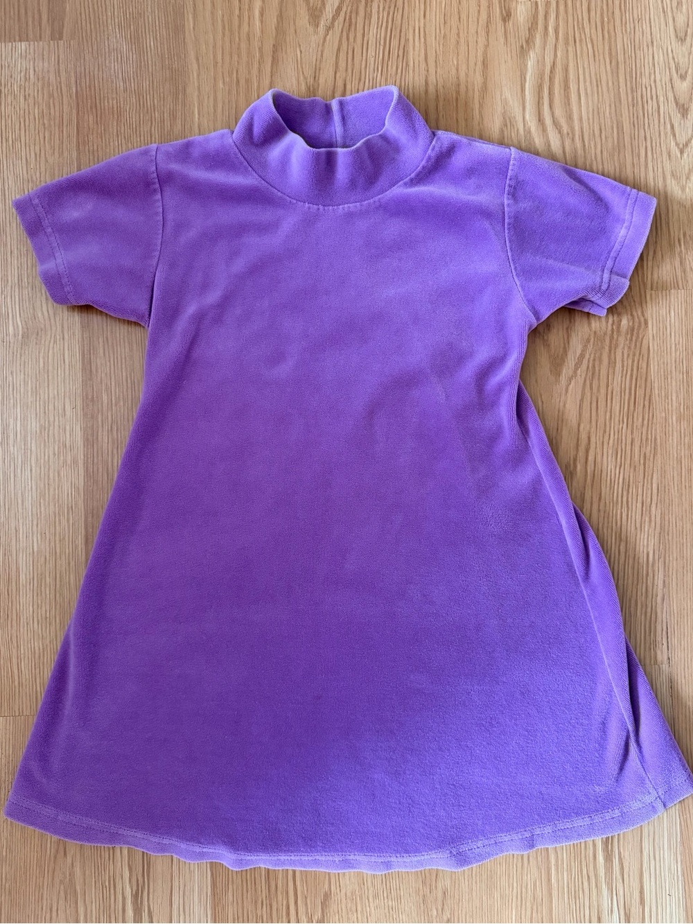 Vintage Genuine Girl Purple Velour Short Sleeve Mock Neck Dress 5T